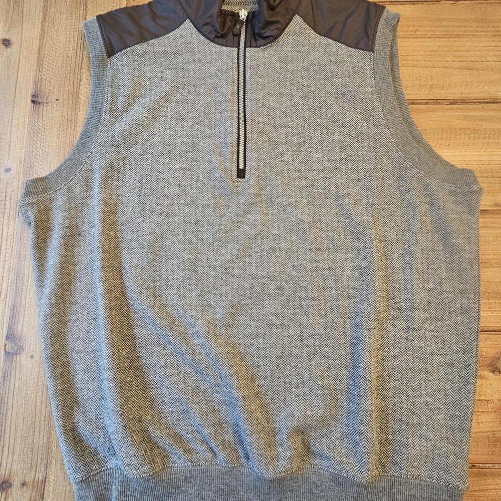 Fairway & Greene Gray and Brown Zip Up Sweater Vest